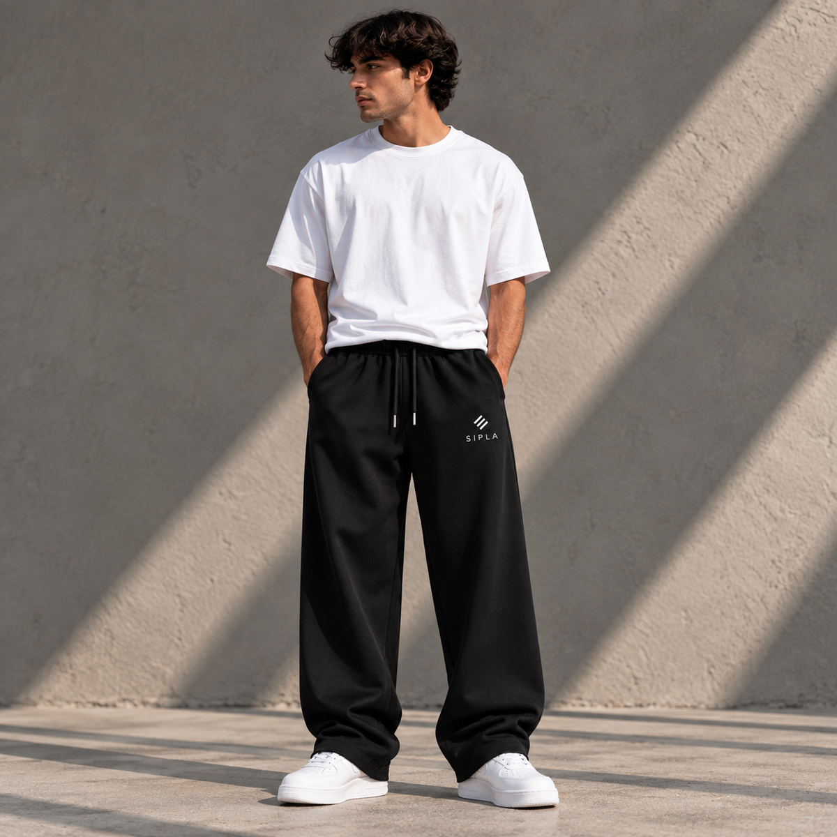 SIPLA Essential Black Baggy Trousers
