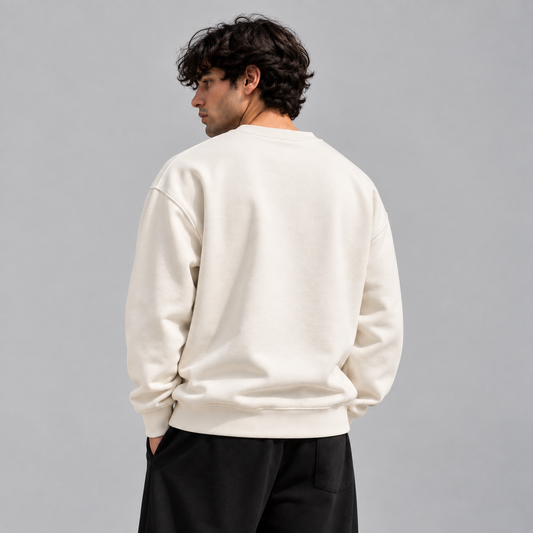 SIPLA Essential Off-White Relaxed Crewneck Sweatshirt