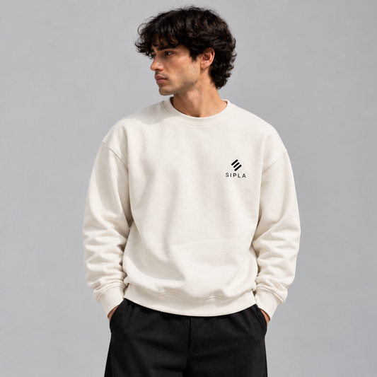 SIPLA Essential Off-White Relaxed Crewneck Sweatshirt